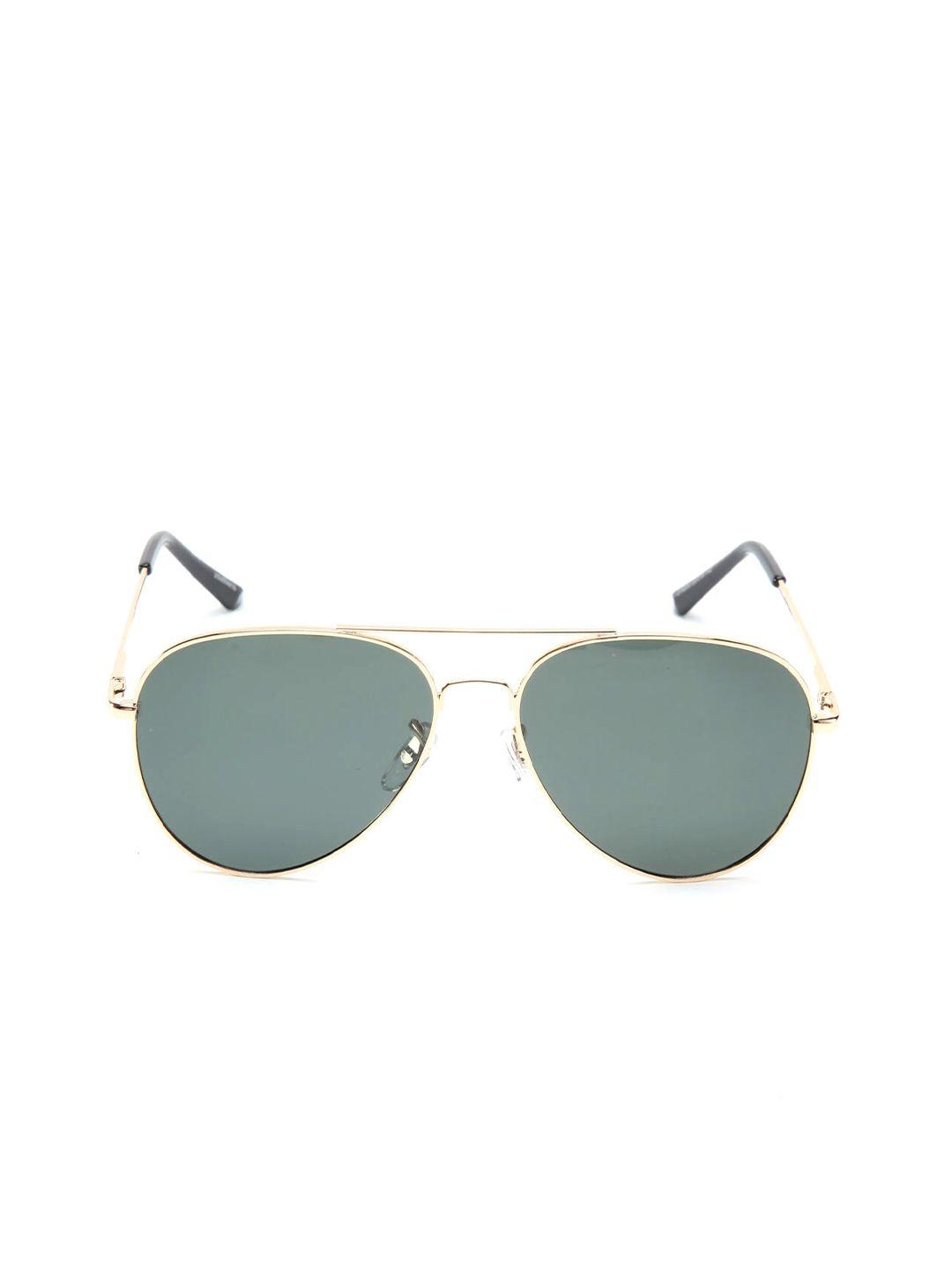 intellilens unisex green lens & gold-toned aviator sunglasses with polarised and uv protected lens 1000000060920
