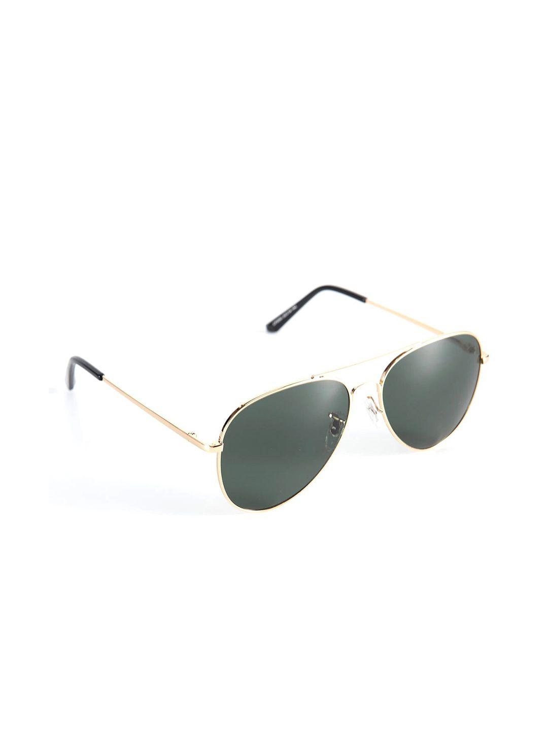 intellilens unisex green lens & gold-toned aviator sunglasses with uv protected lens