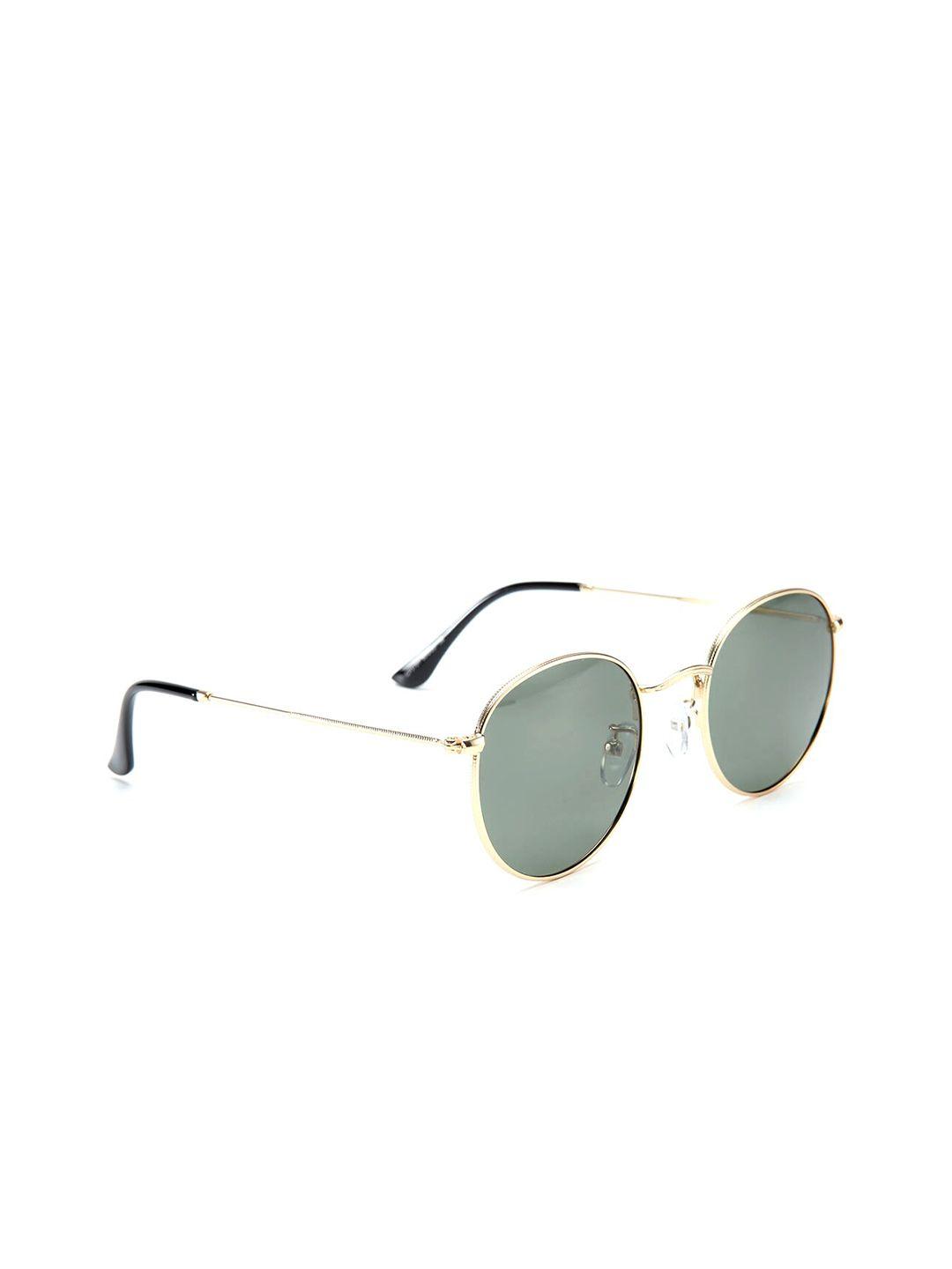 intellilens unisex green lens & gold-toned round sunglasses with uv protected lens