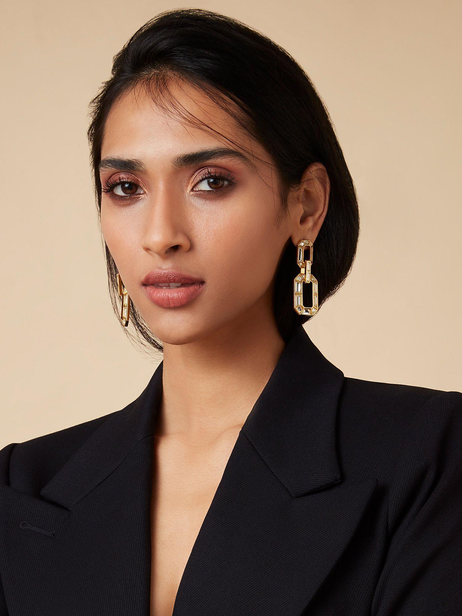 interlinked earrings in 18kt gold plated