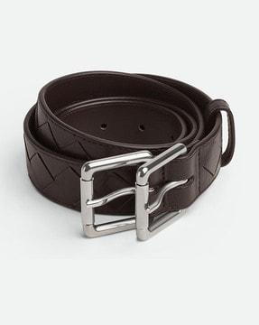 intrecciato double buckle belt