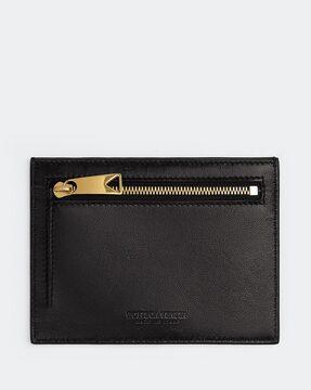 intrecciato leather card case