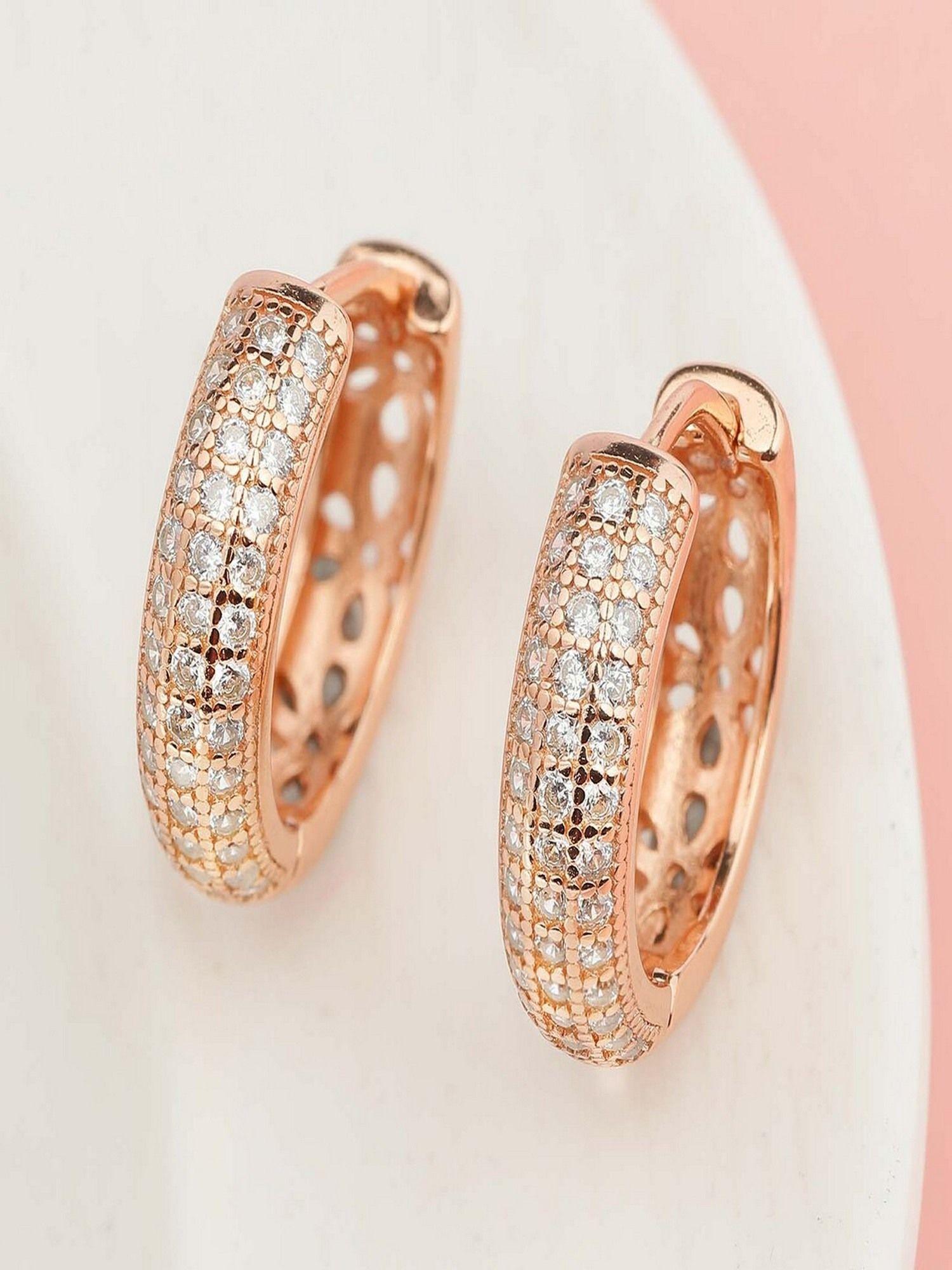 intricate floral rose gold huggie 925 silver earrings