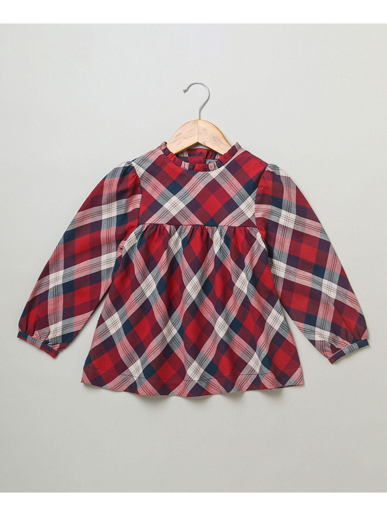 introduces a red plaid flannel top for your baby girls wardrobe