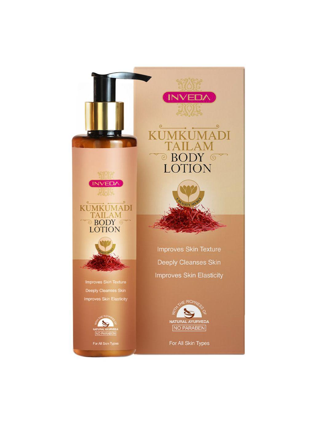 inveda natural ayurveda kumkumadi tailam body lotion with turmeric - 200 ml