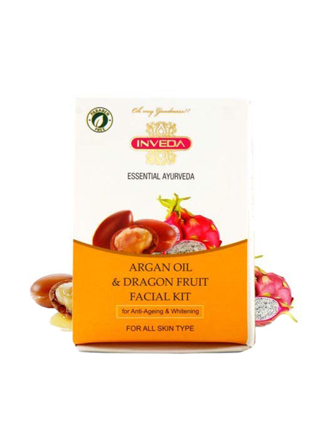 inveda set of 5 argan oil & dragon fruit cleanser-serum-scrub-pack-cream-475ml