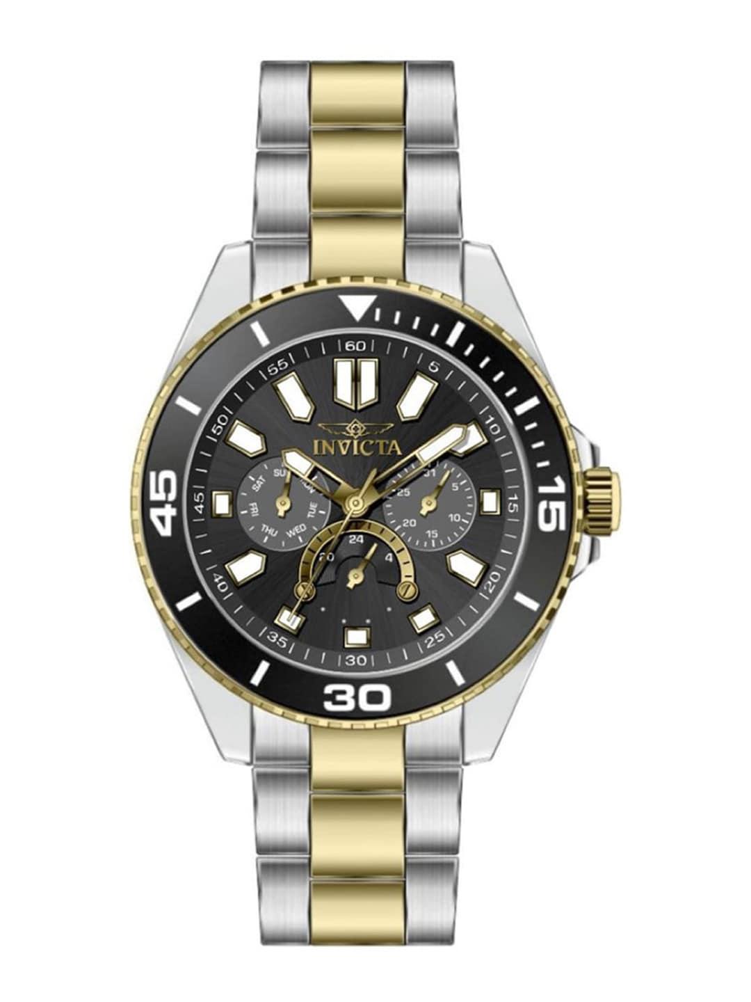 invicta men brass dial & stainless steel bracelet style straps analogue watch 46881