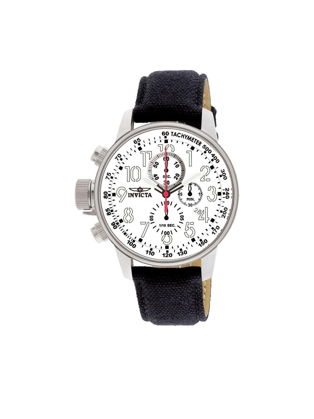 invicta men white dial & black wrap around straps analogue watch 1514