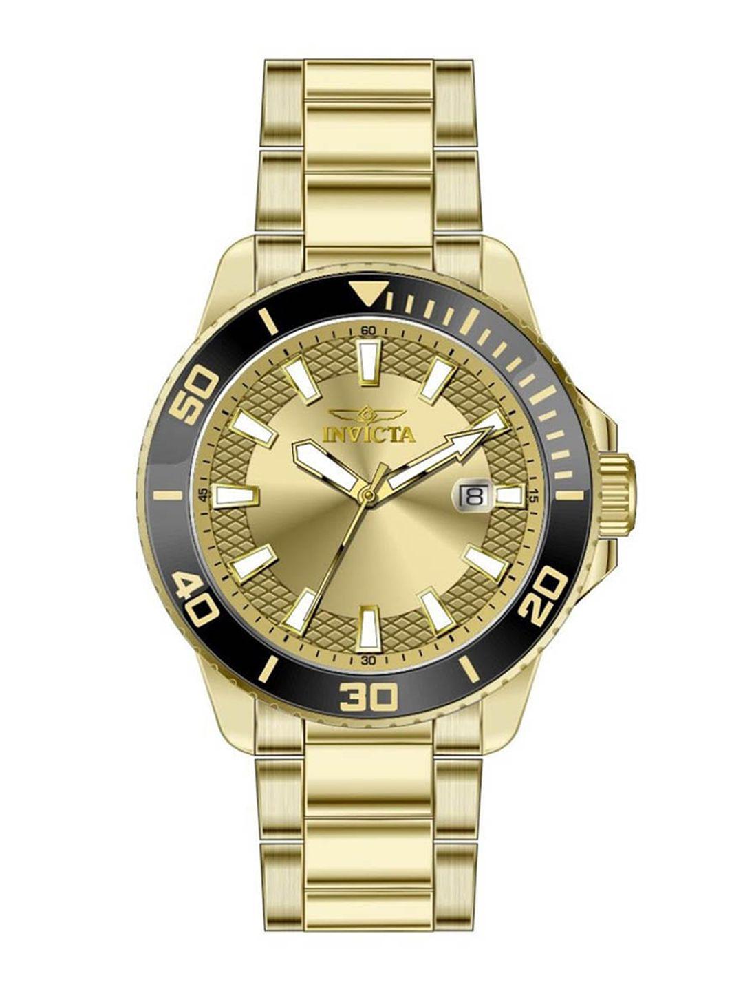 invicta men brass dial & stainless steel bracelet style straps analogue watch 46069