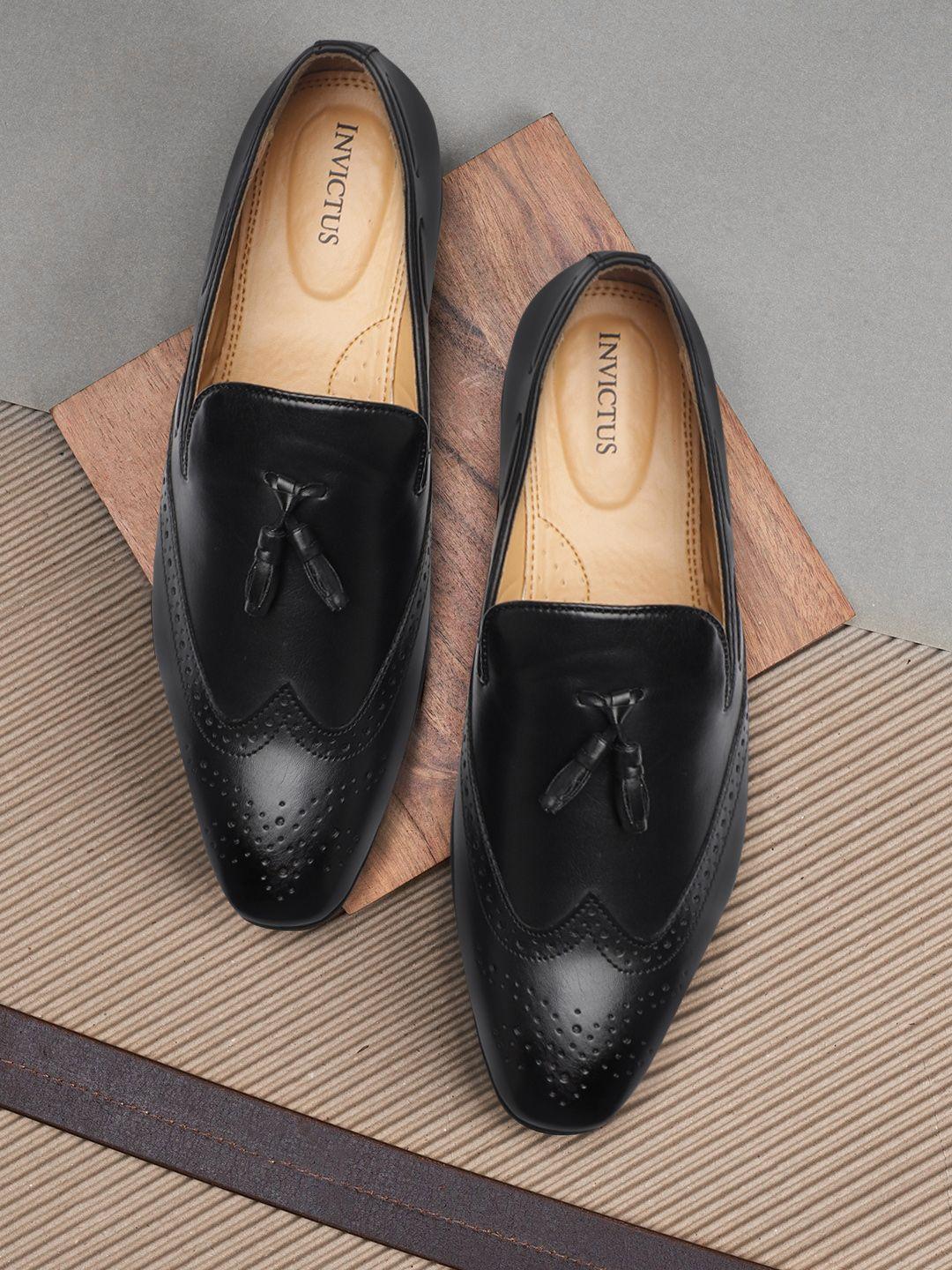 invictus men black formal slip-on shoes