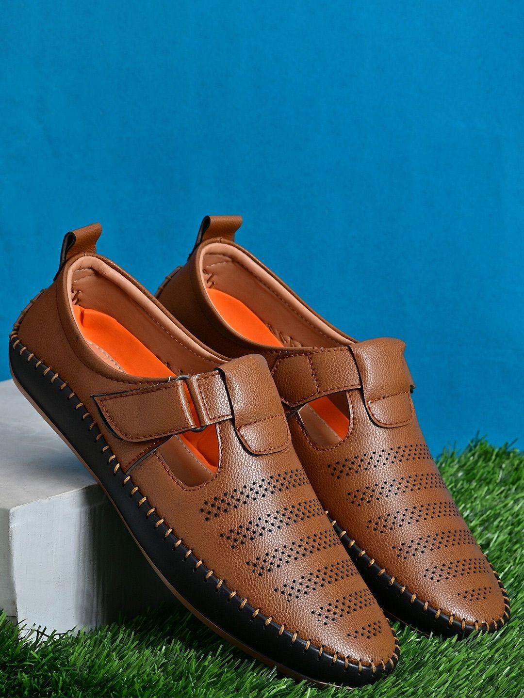 invictus men tan faux leather shoe-style sandals