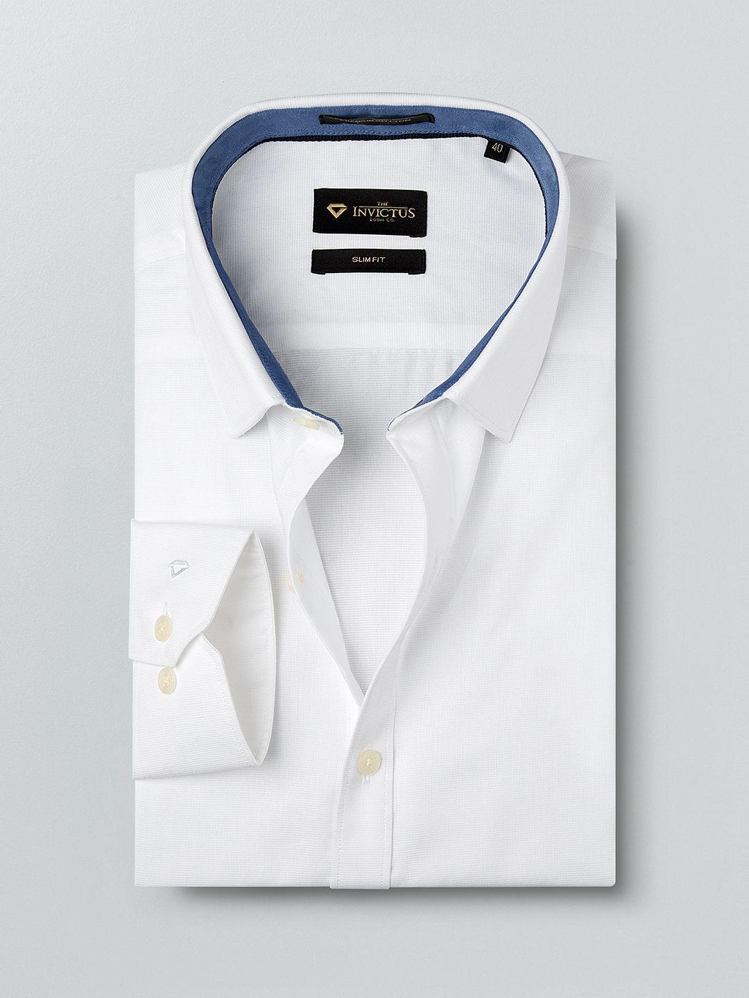 invictus white slim fit formal shirt