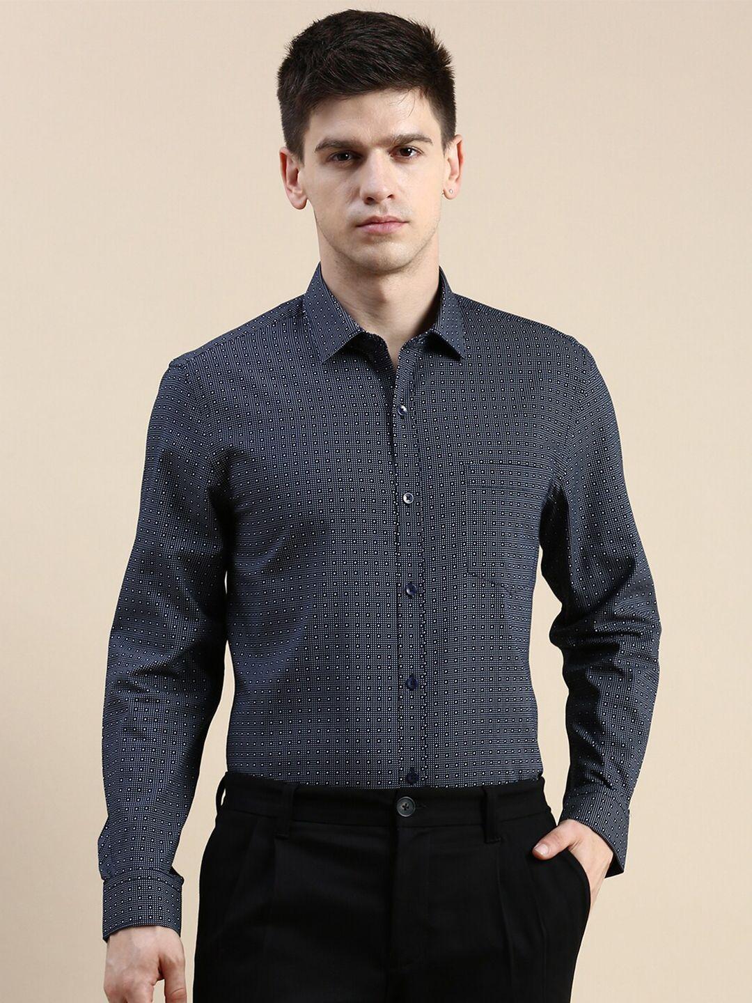 invictus  comfort slim fit micro ditsy printed formal shirt