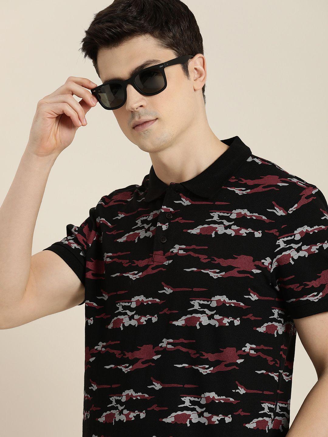 invictus abstract printed polo collar t-shirt