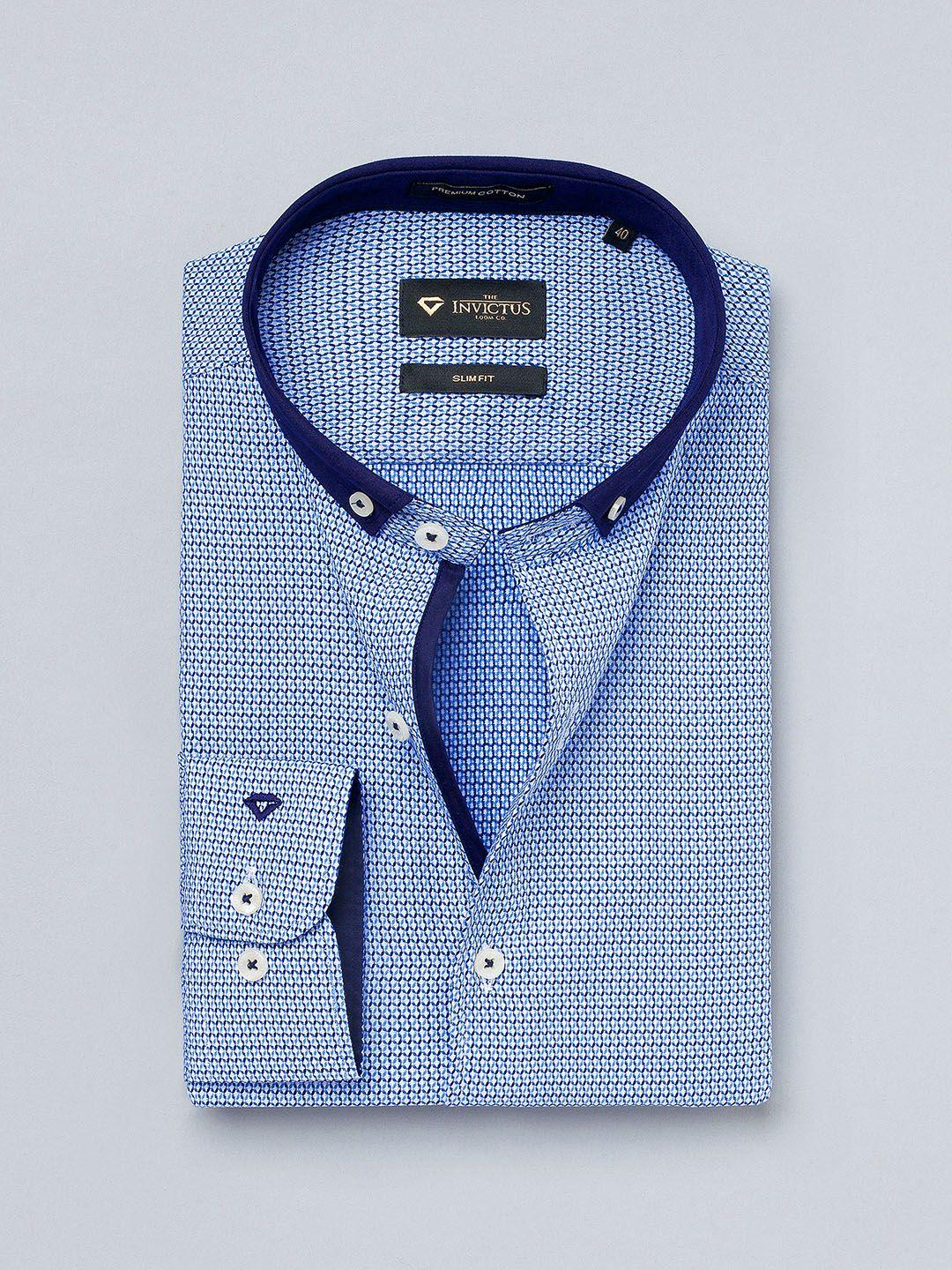 invictus blue slim fit formal shirt