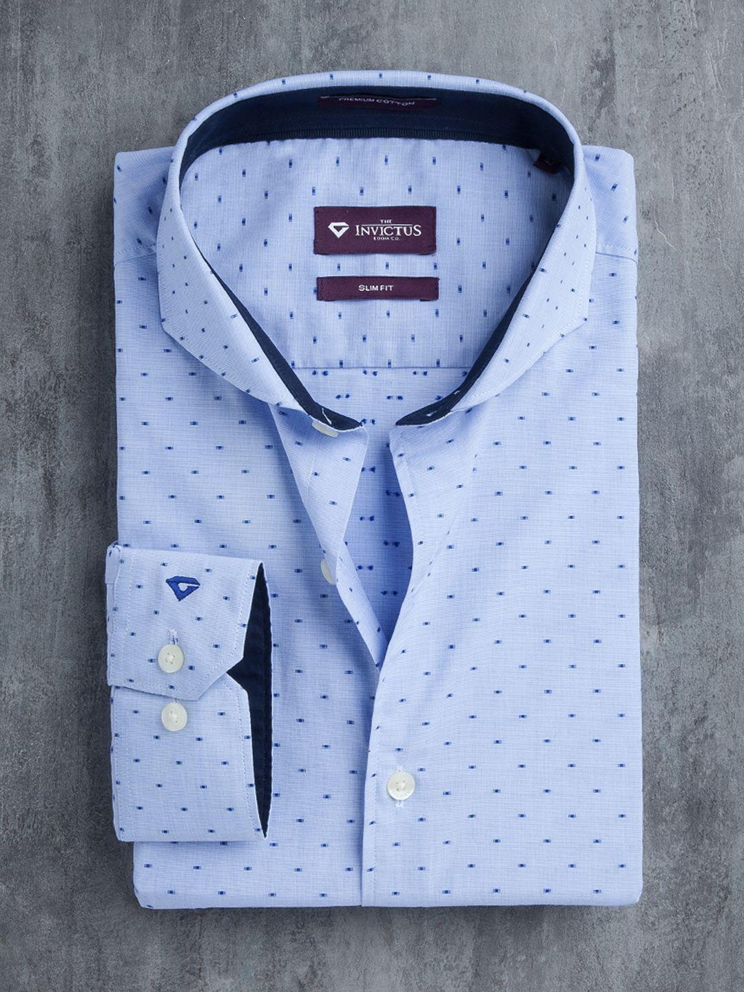 invictus blue slim fit sustainable formal shirt