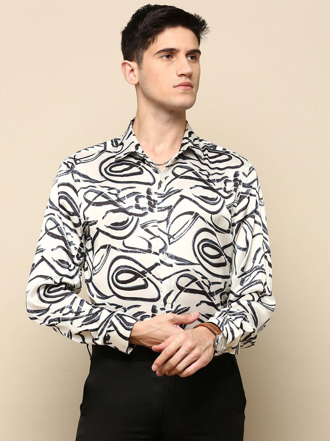 invictus club slim fit printed satin party shirt