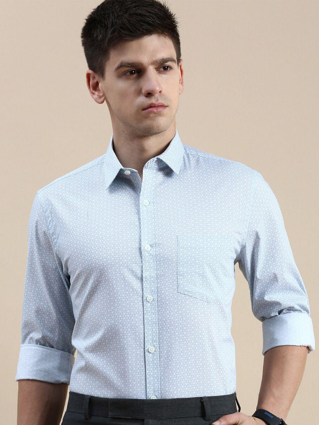 invictus comfort slim fit geometric printed formal shirt