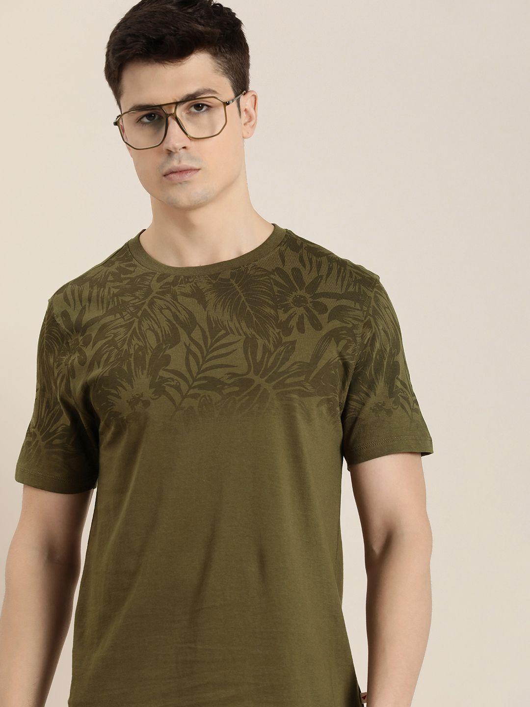 invictus floral printed pure cotton t-shirt