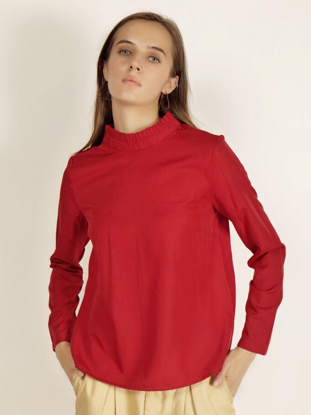 invictus high neck cuffed sleeves top