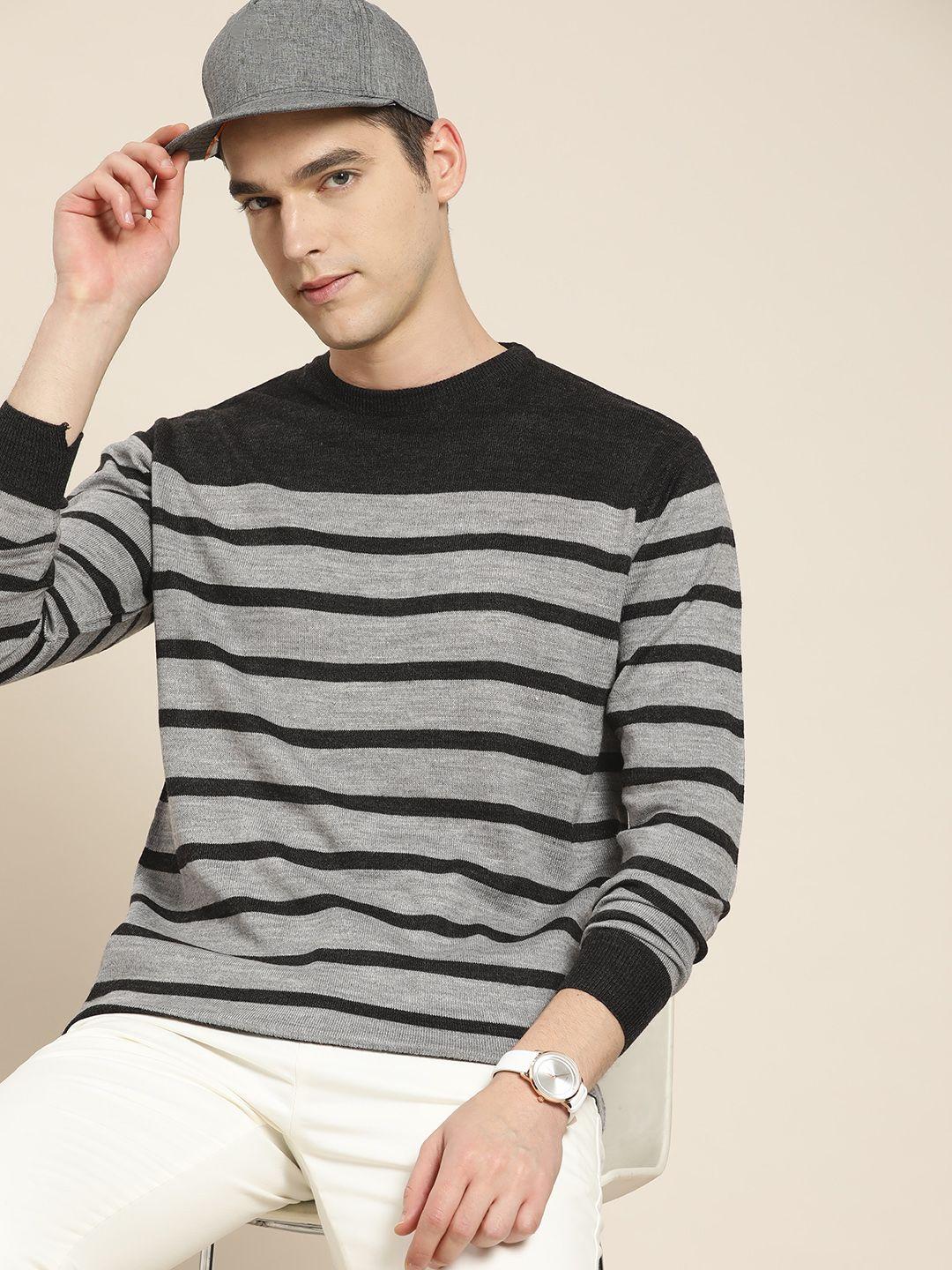 invictus men acrylic striped pullover