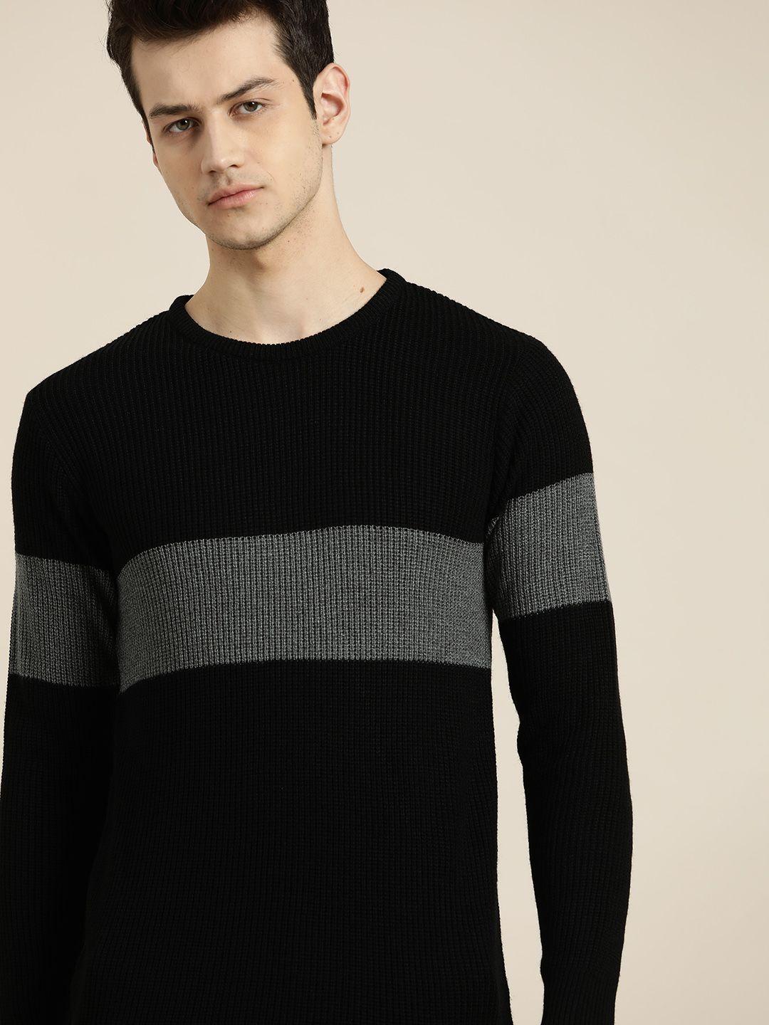 invictus men black & grey colourblocked pullover