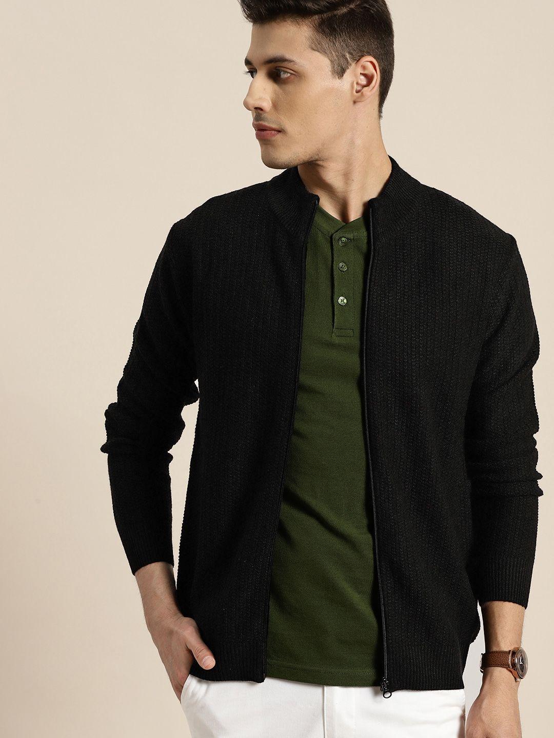 invictus men black self design cardigan