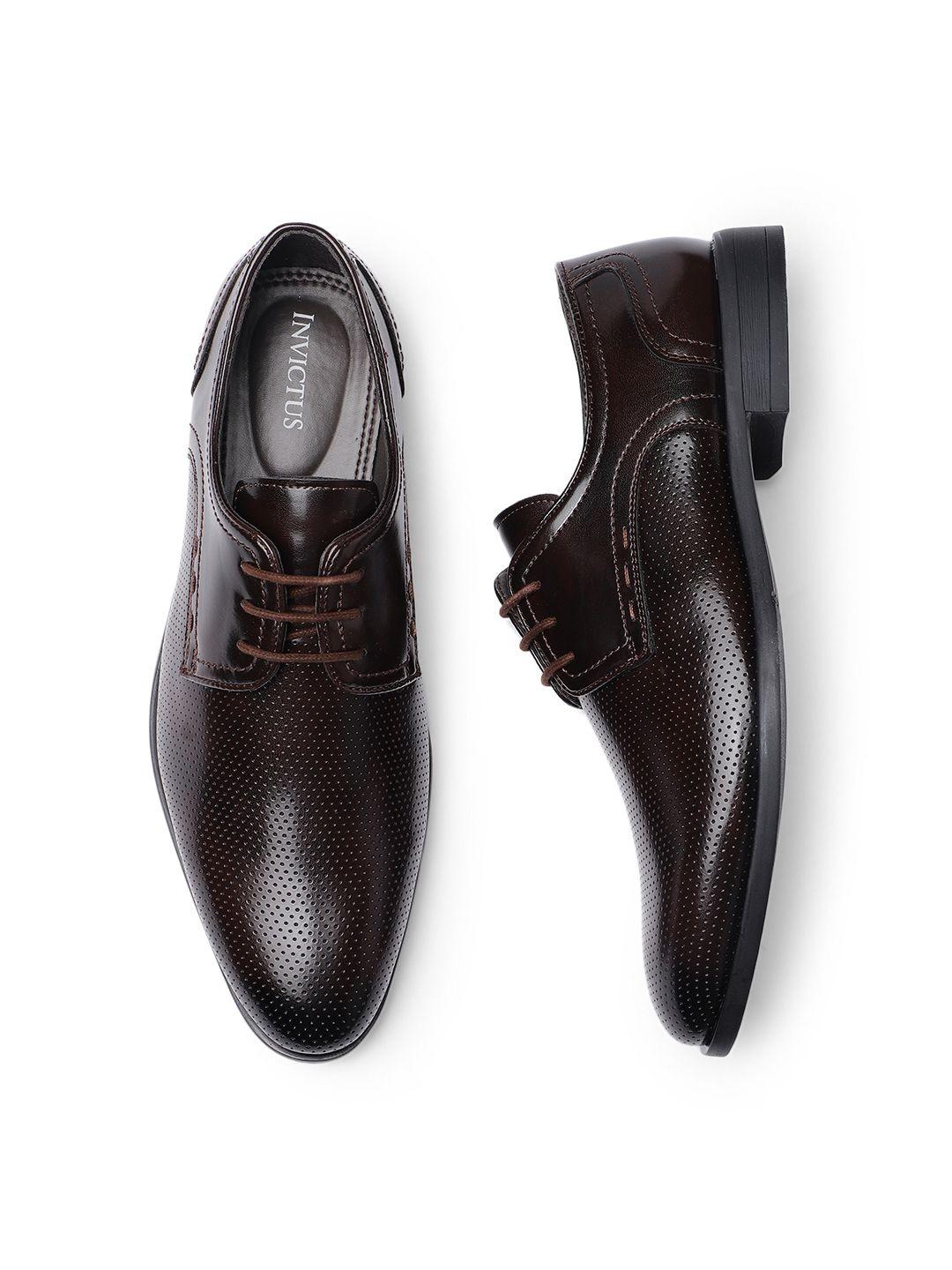 invictus men brown formal oxford shoes