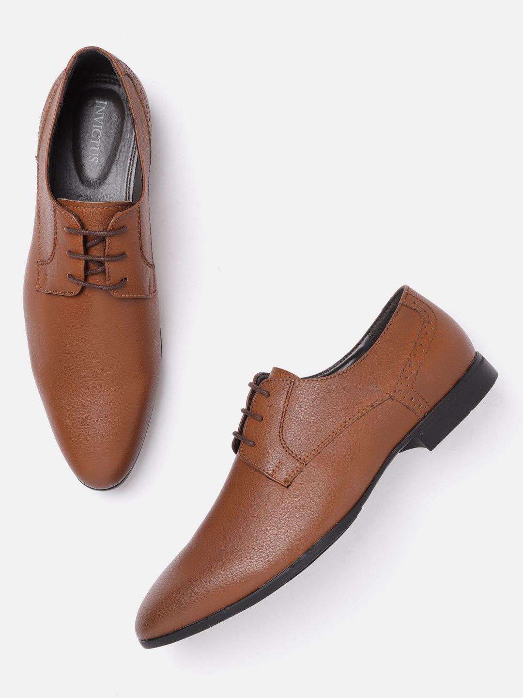 invictus men brown solid formal derbys