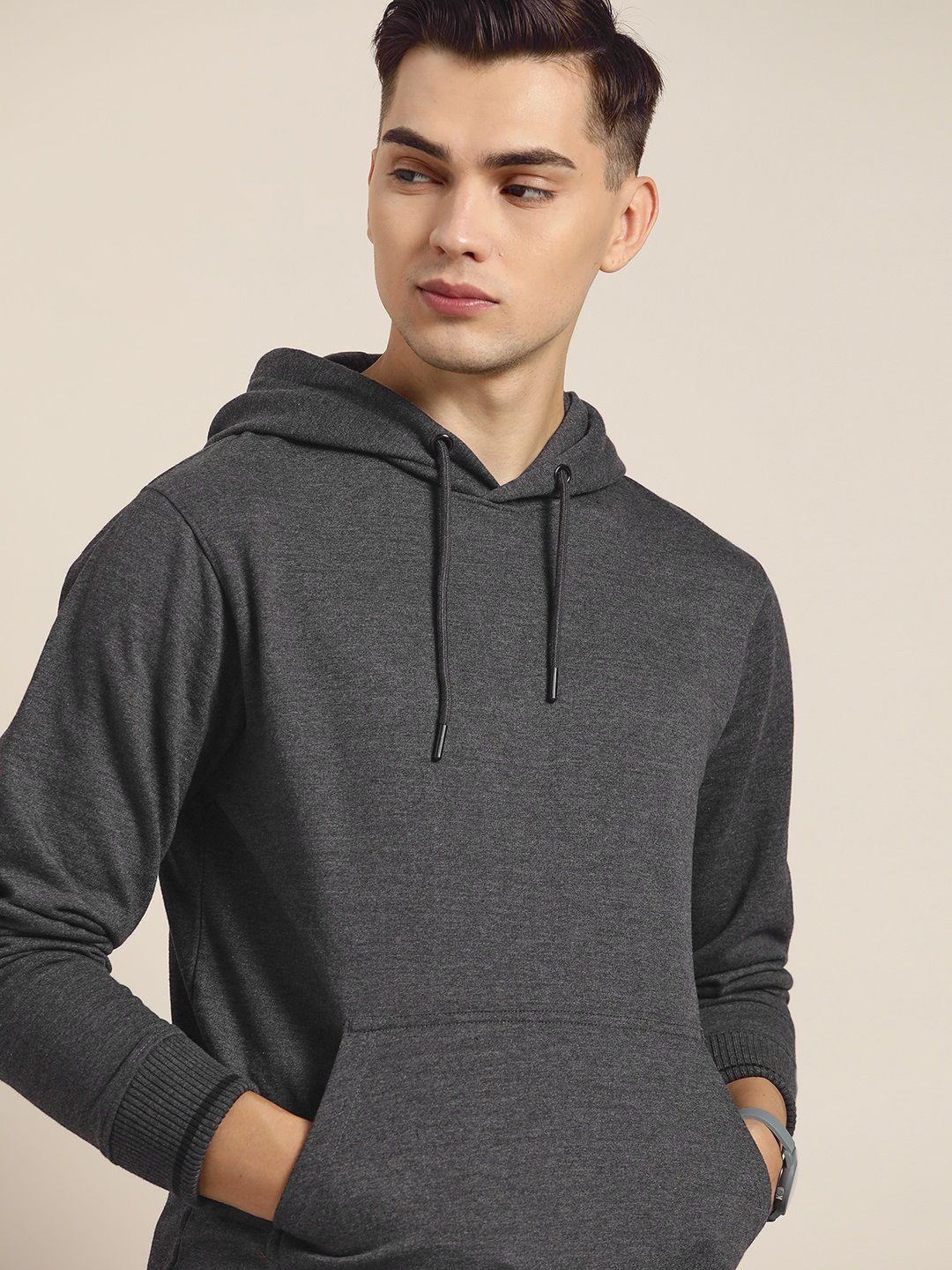 invictus men charcoal grey hooded sweatshirt