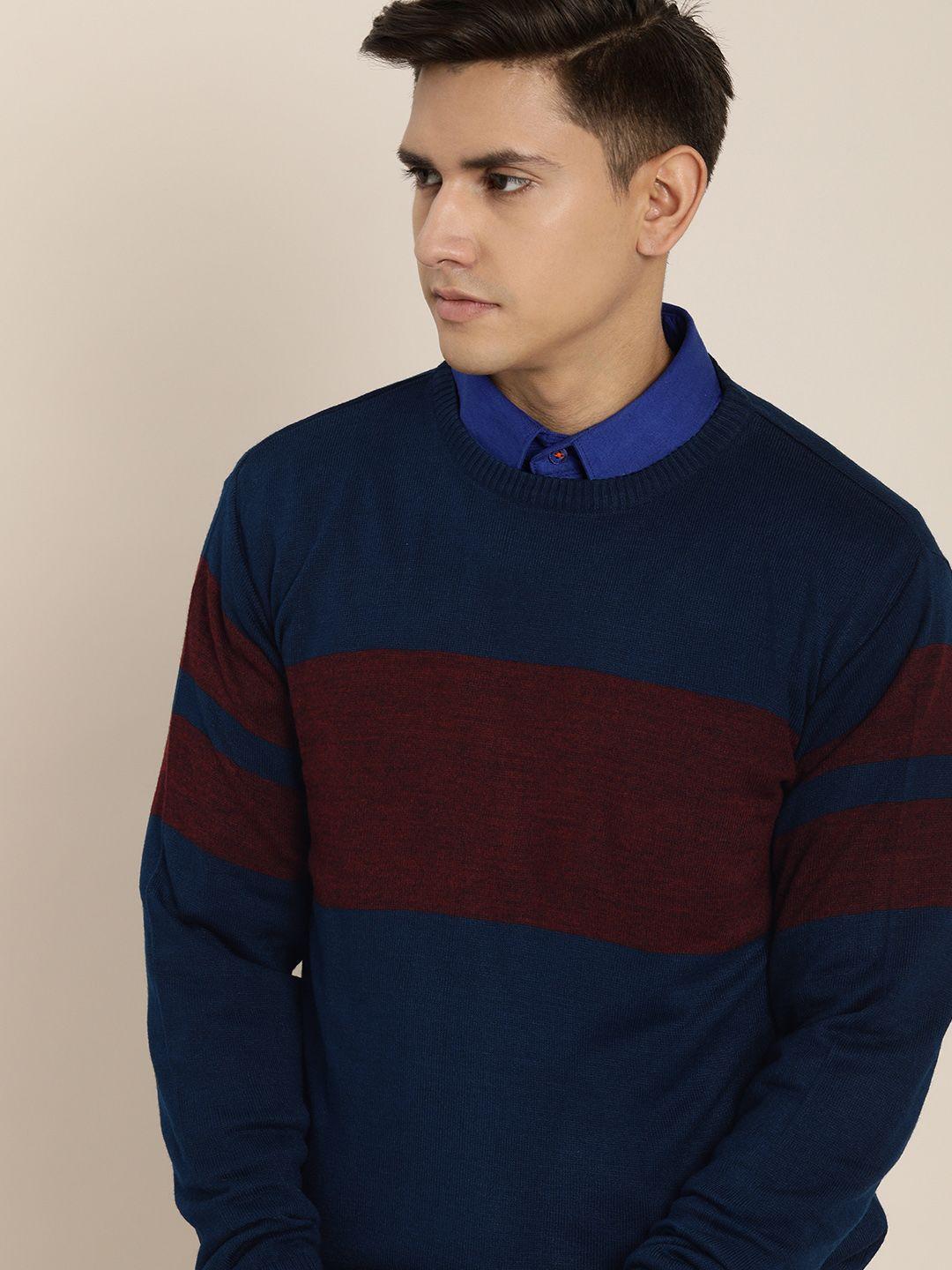 invictus men colourblocked round neck pullover sweater