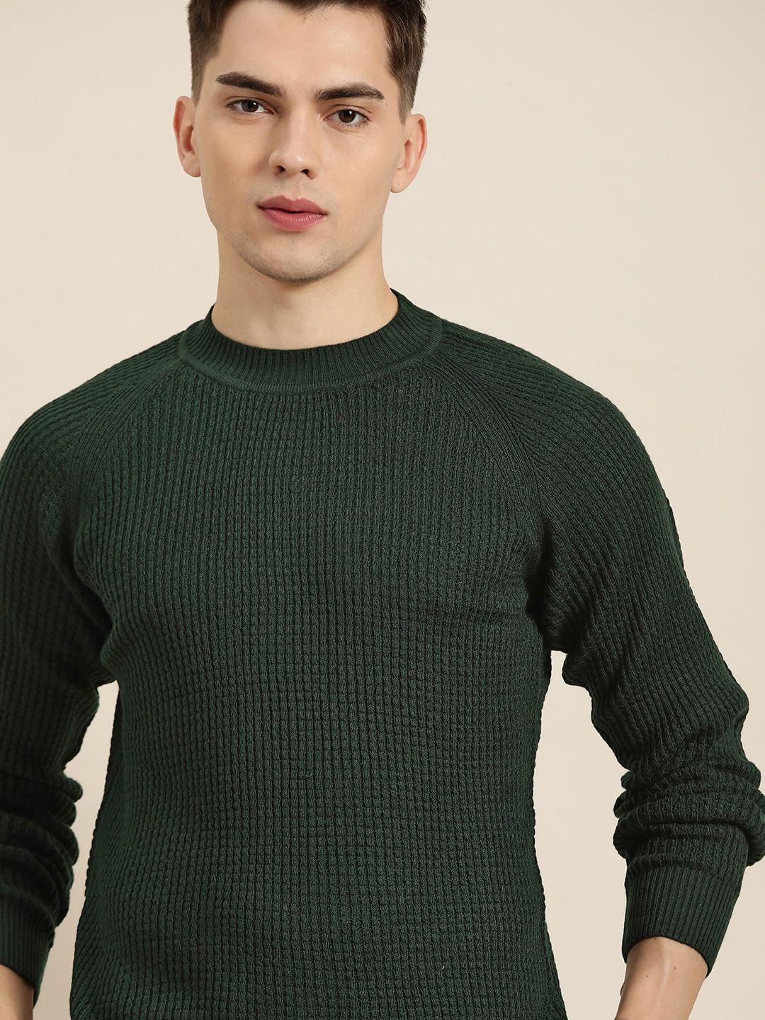 invictus men green striped pullover