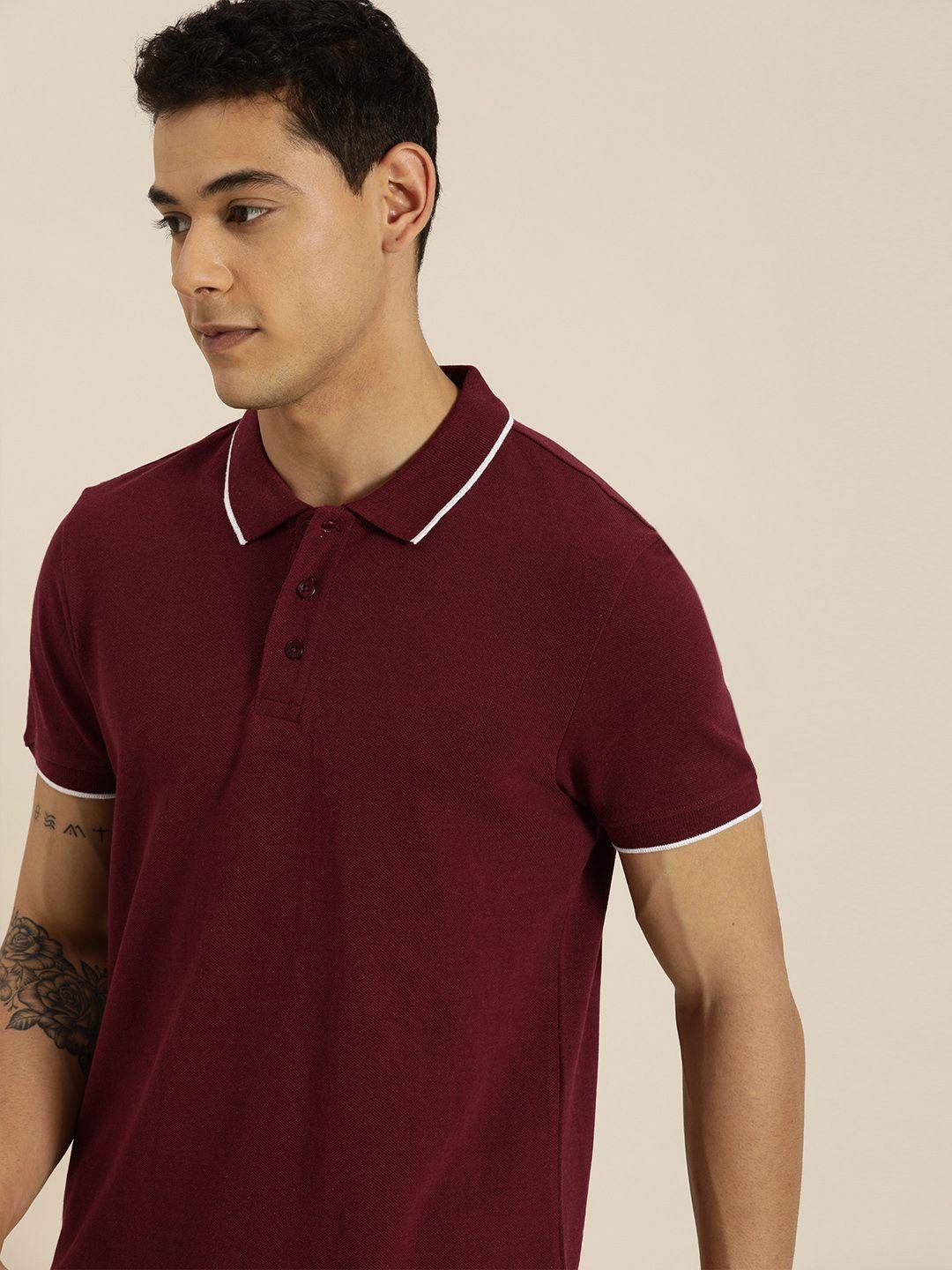 invictus men maroon polo collar t-shirt