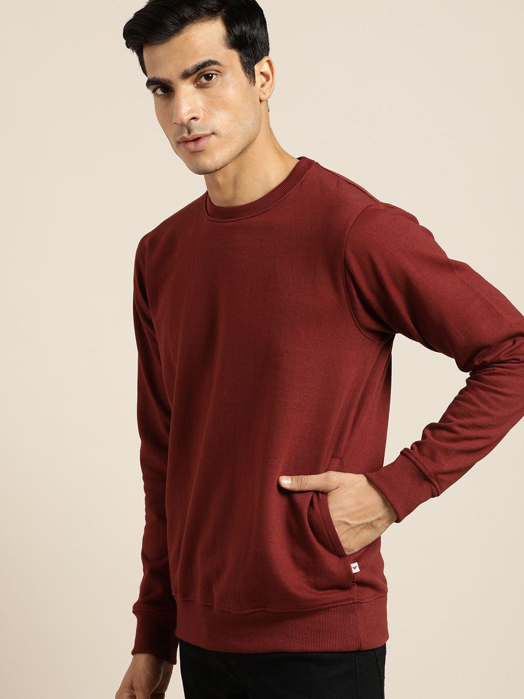 invictus men maroon solid sweatshirt