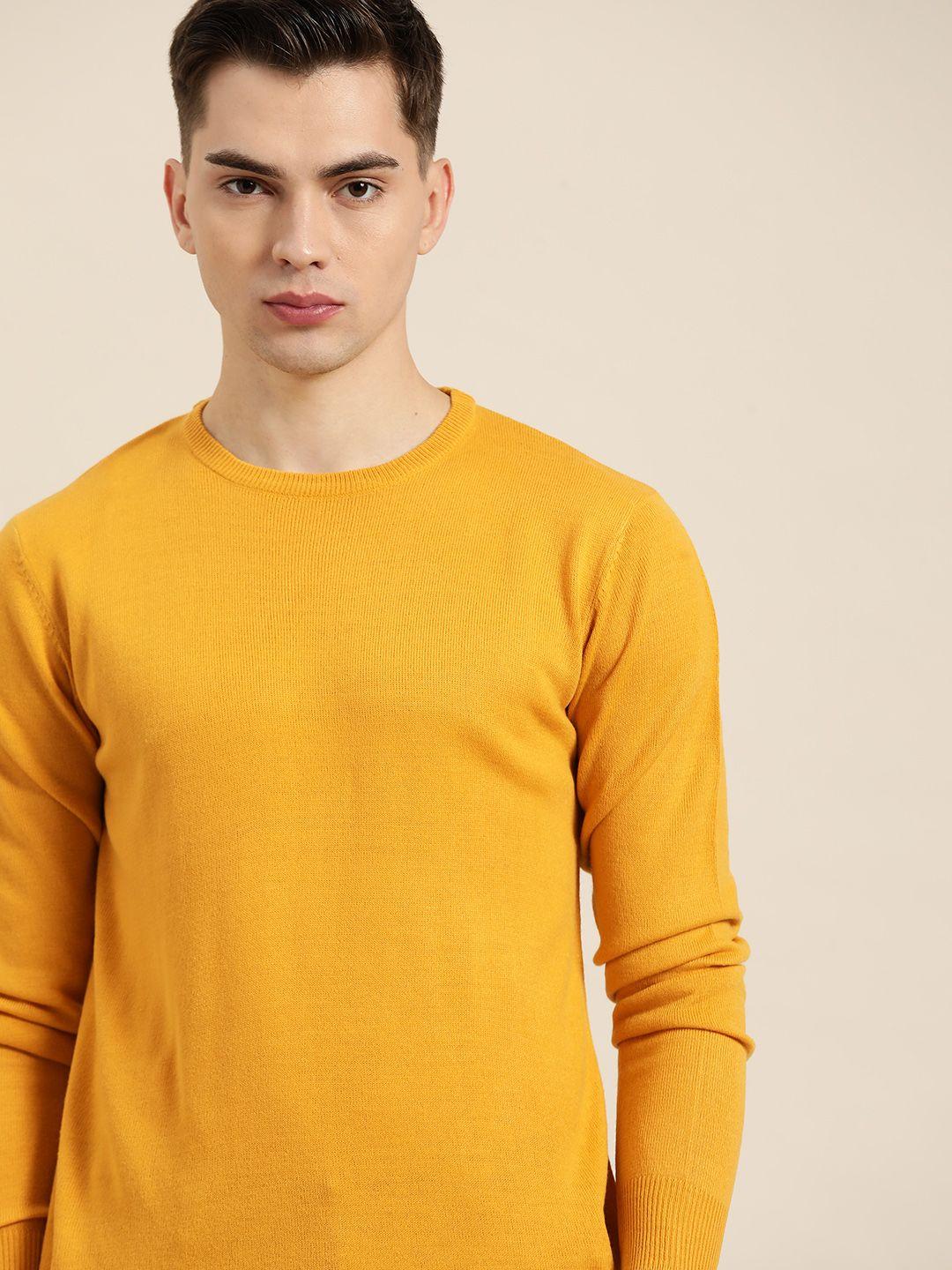 invictus men mustard yellow solid pullover