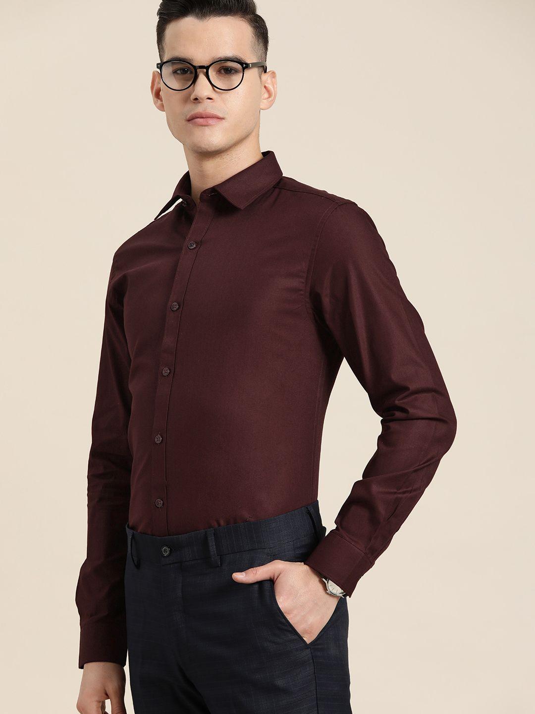 invictus men pure cotton slim fit formal shirt