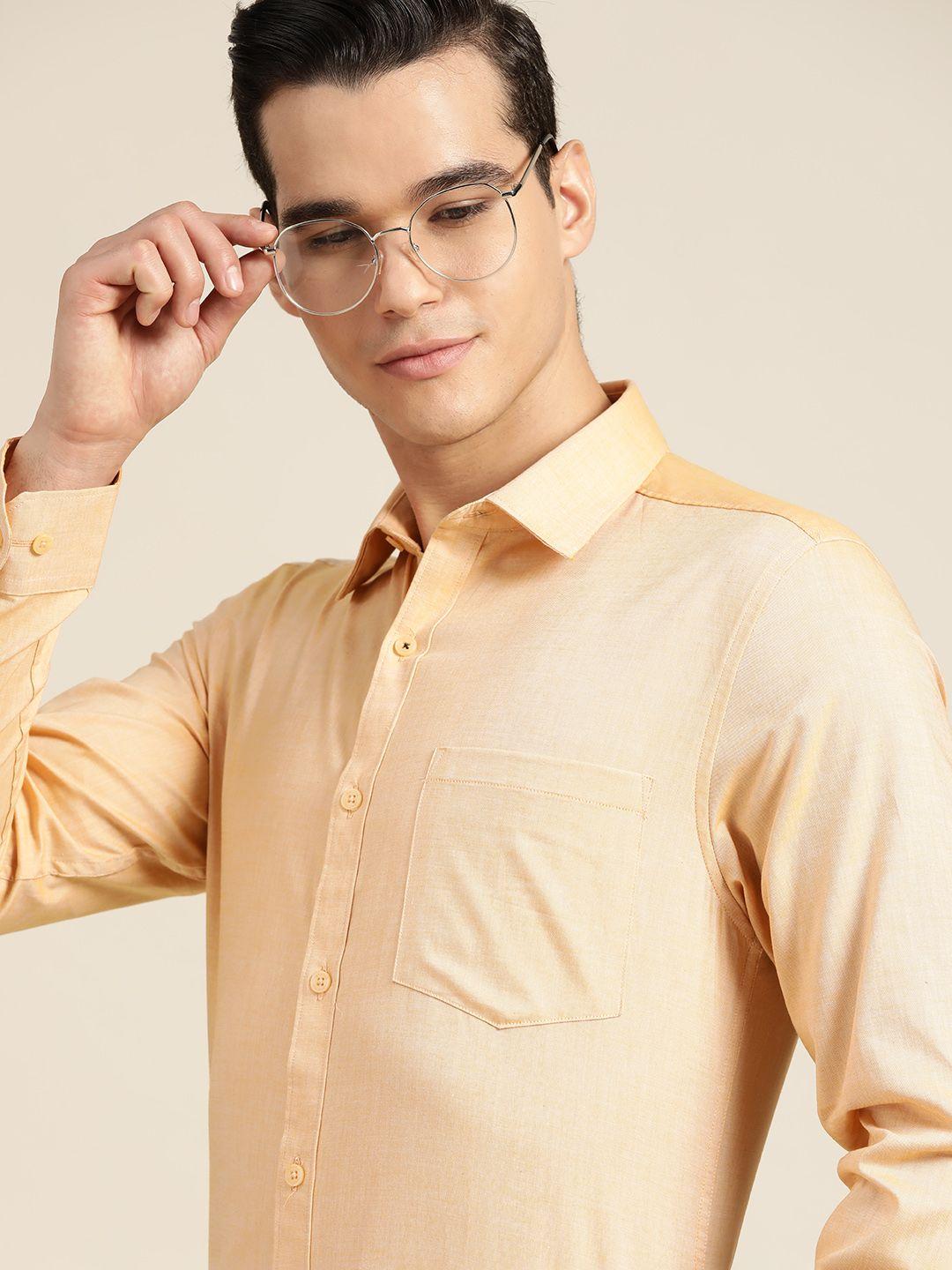 invictus men pure cotton slim fit smart casual shirt