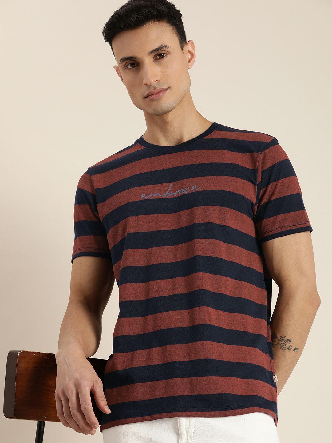 invictus men striped round neck casual t-shirt