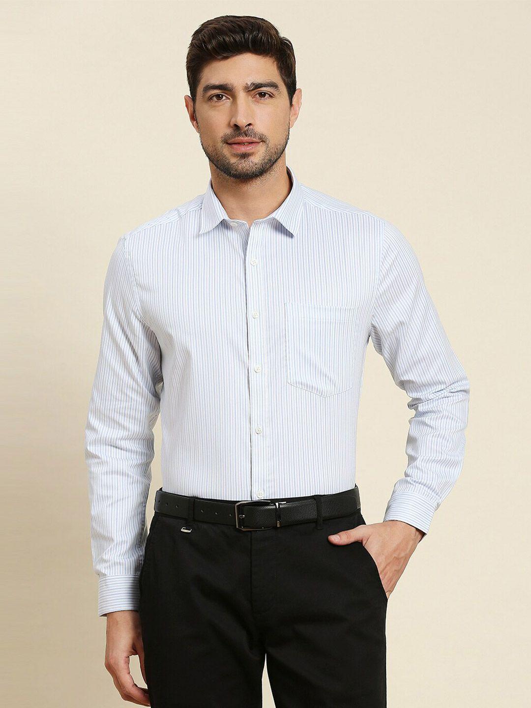 invictus men white original slim fit opaque striped formal shirt