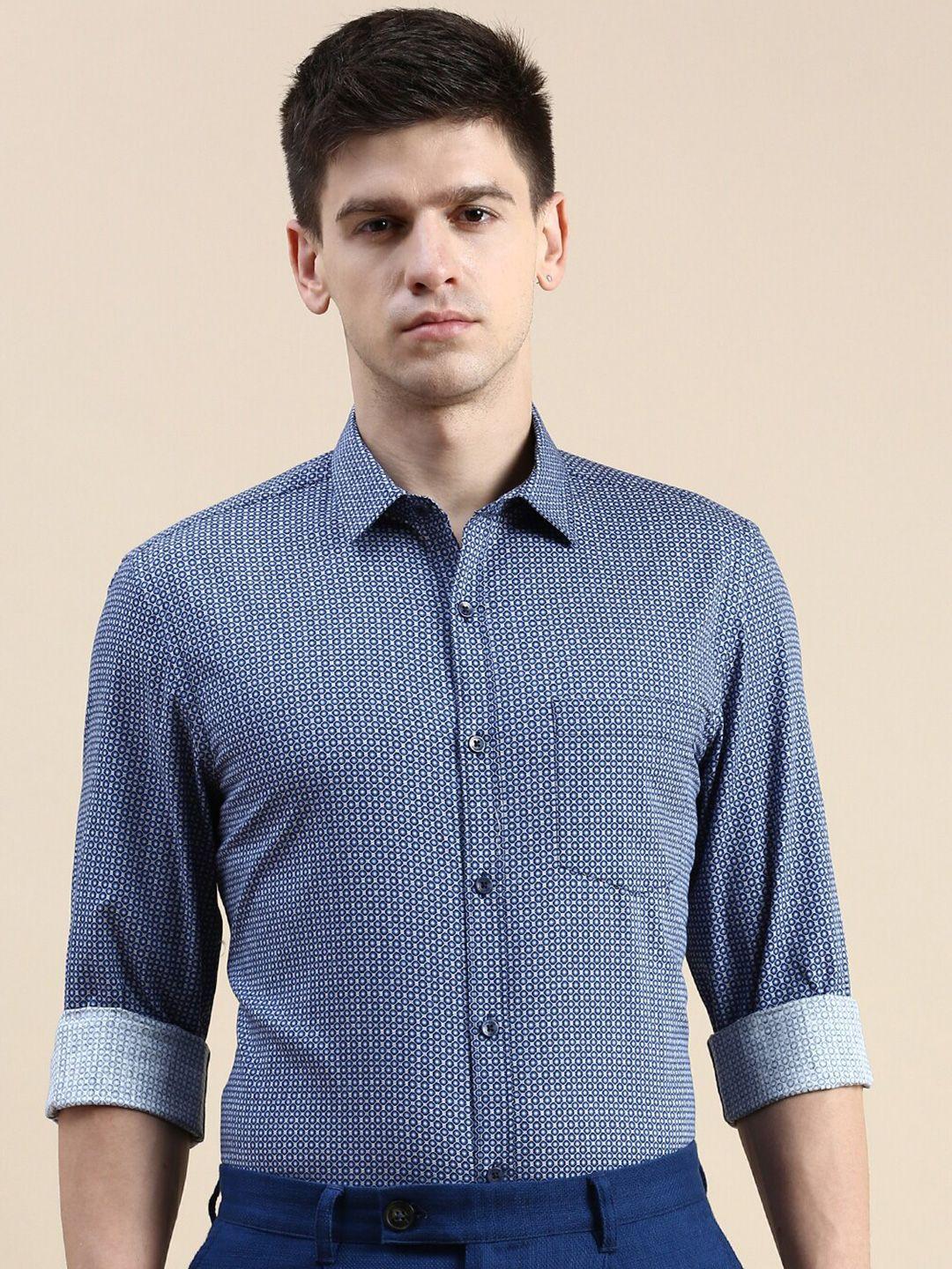 invictus micro ditsy printed comfort slim fit formal cotton shirt