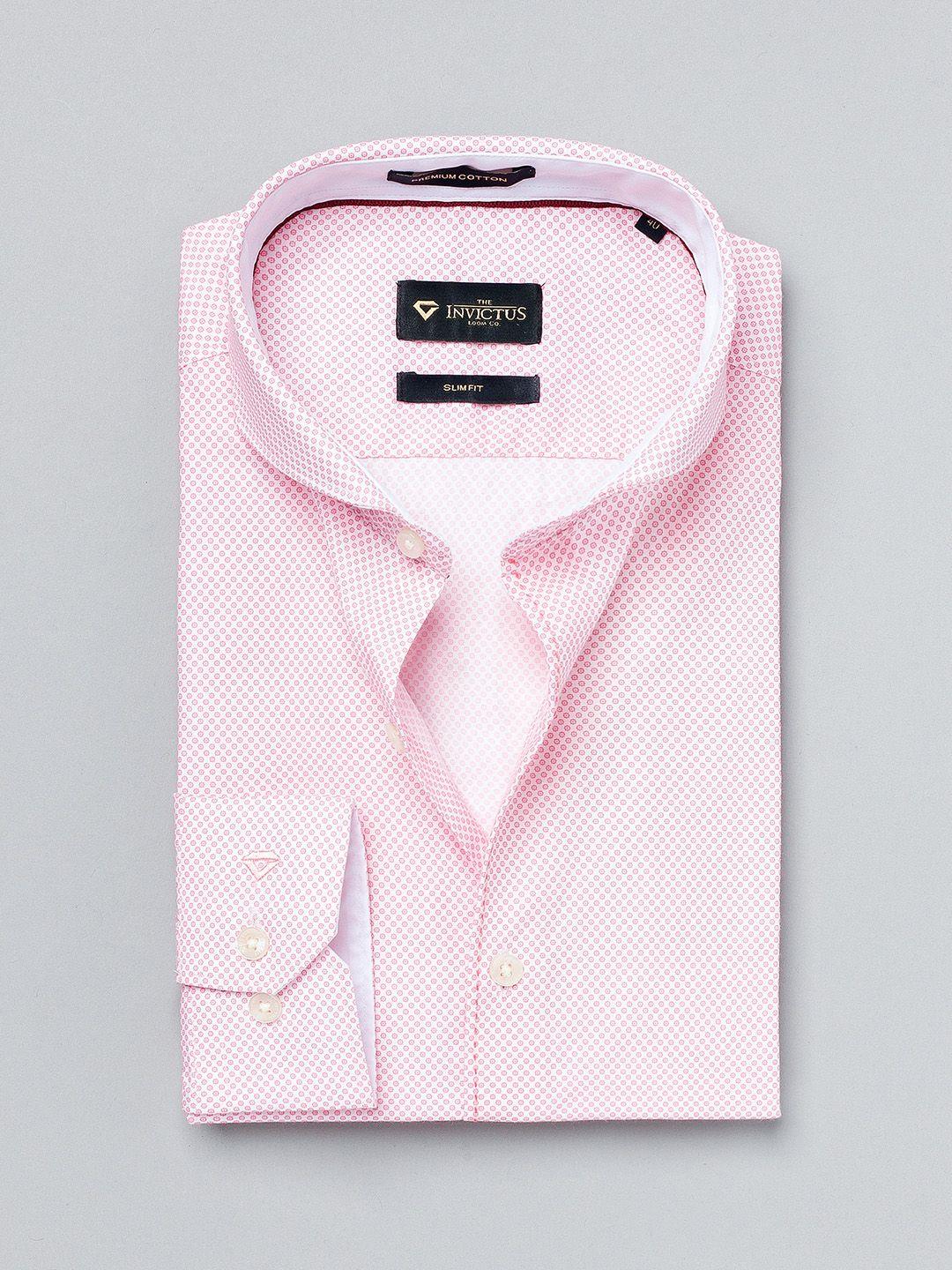 invictus pink printed slim formal shirt