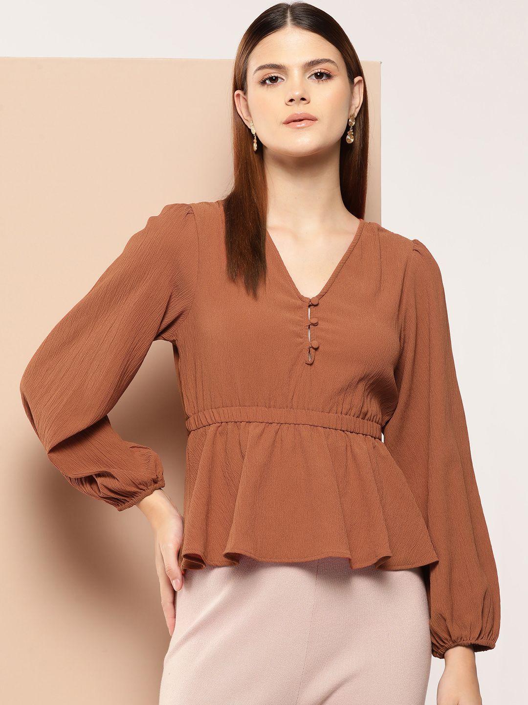 invictus puff sleeve cinched waist top