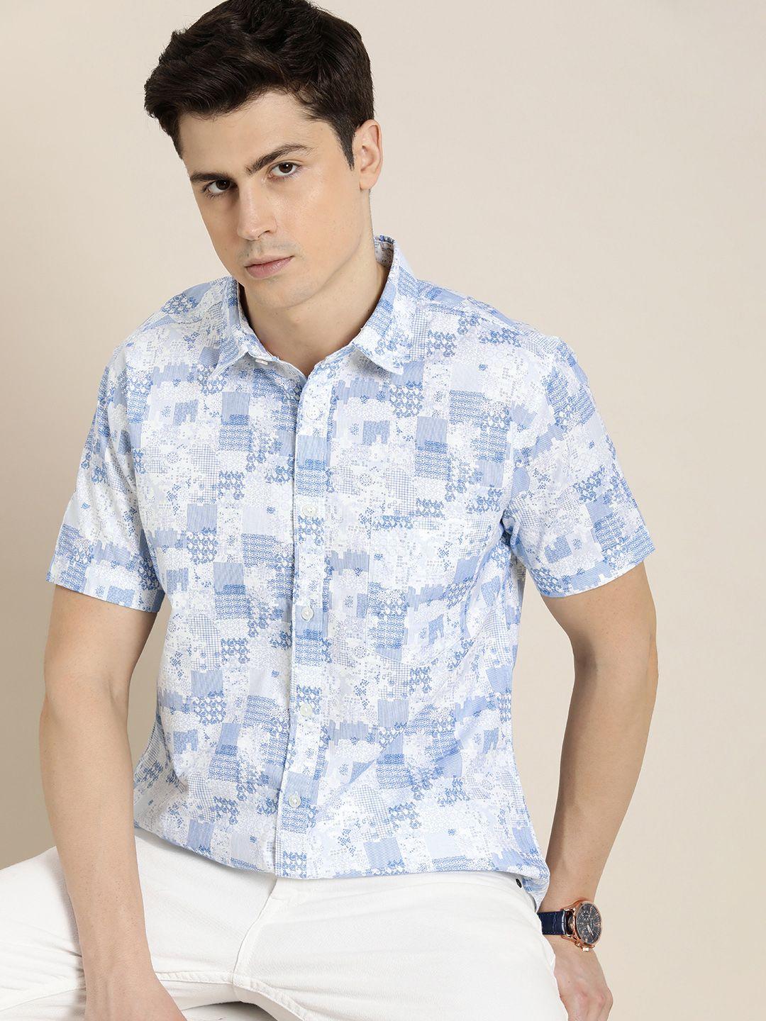 invictus pure cotton slim fit printed casual shirt