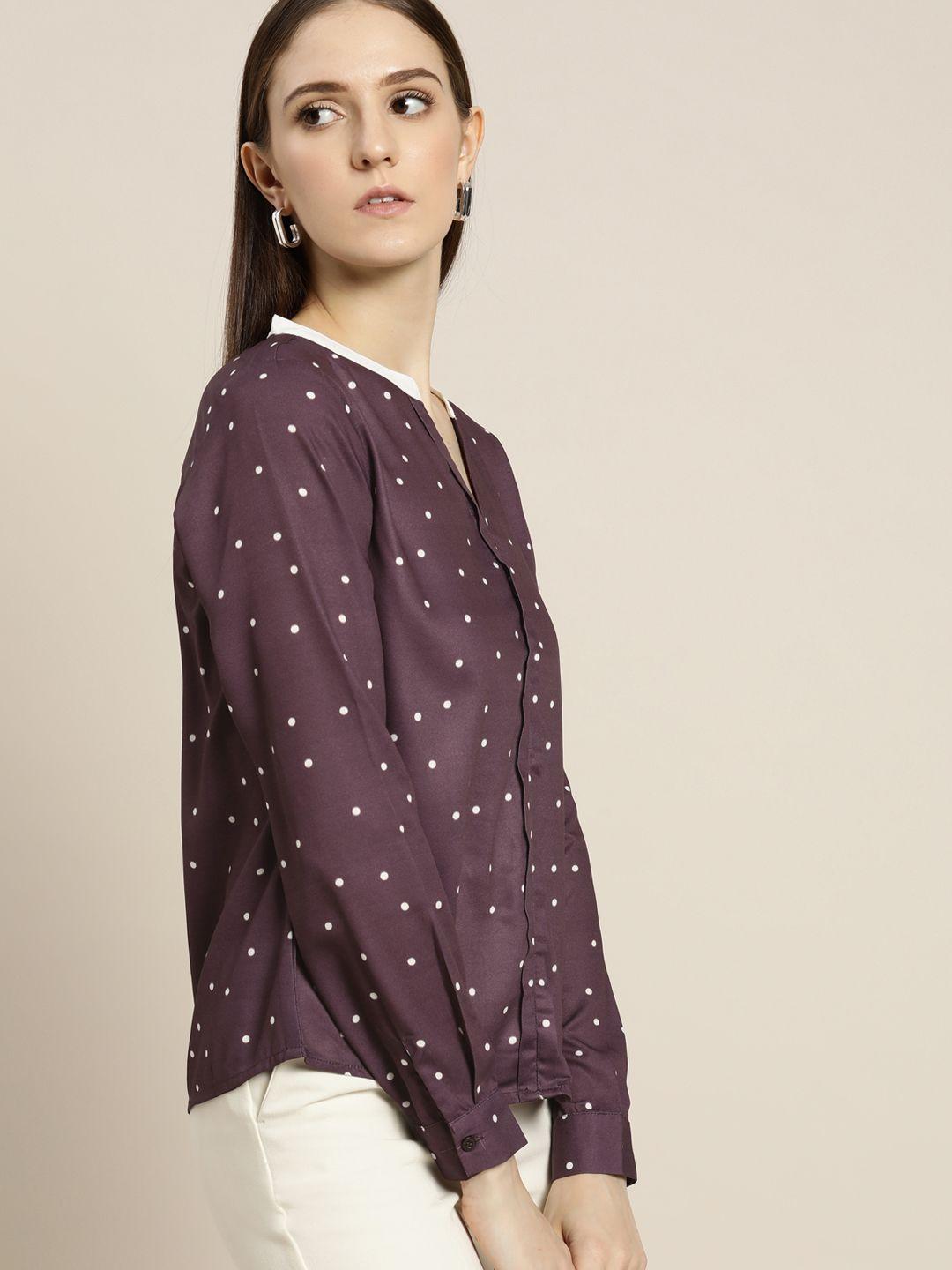 invictus purple & white print shirt style top