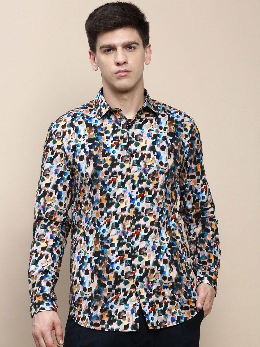 invictus slim fit abstract printed cotton casual shirt