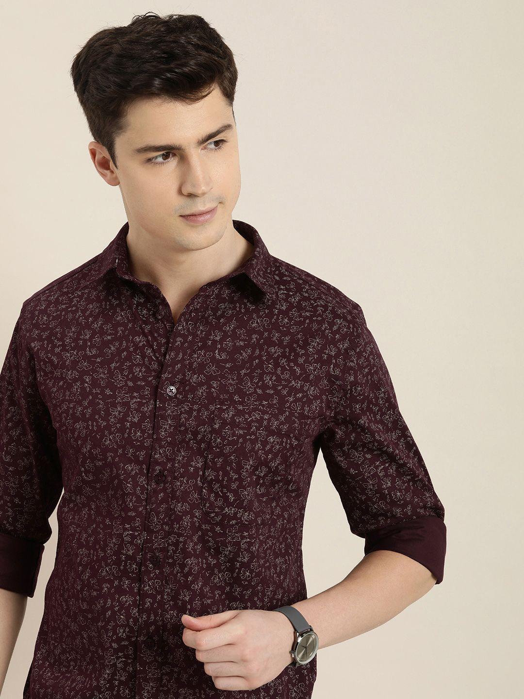 invictus slim fit floral printed casual shirt