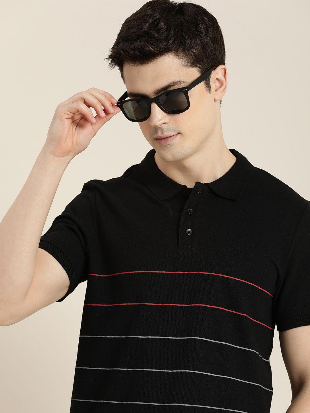 invictus striped polo collar t-shirt