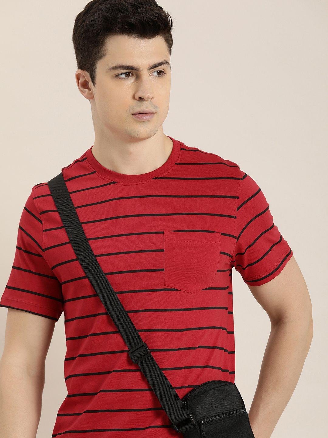 invictus striped pure cotton t-shirt with chest pocket