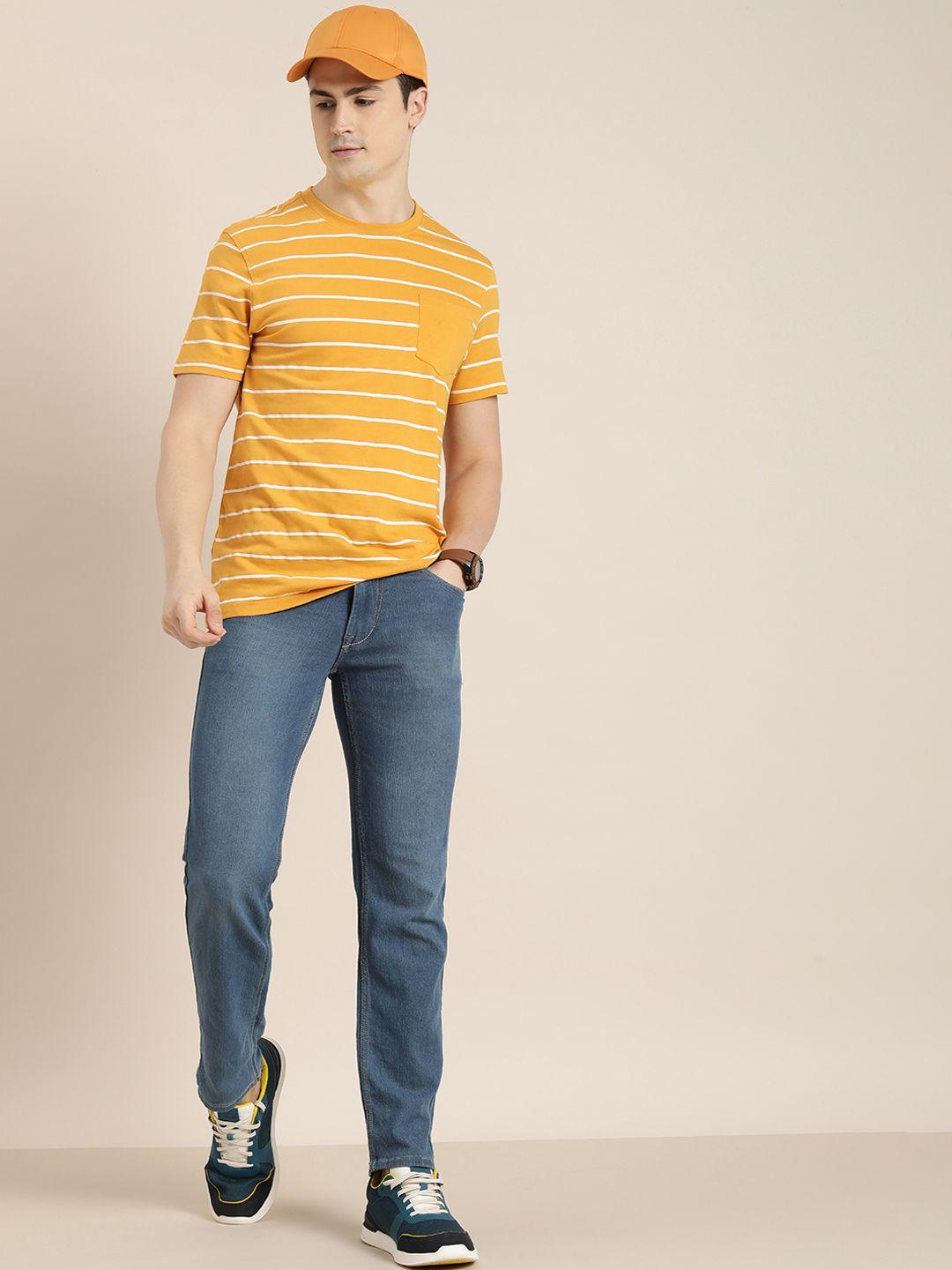 invictus striped pure cotton with chest pocket t-shirt