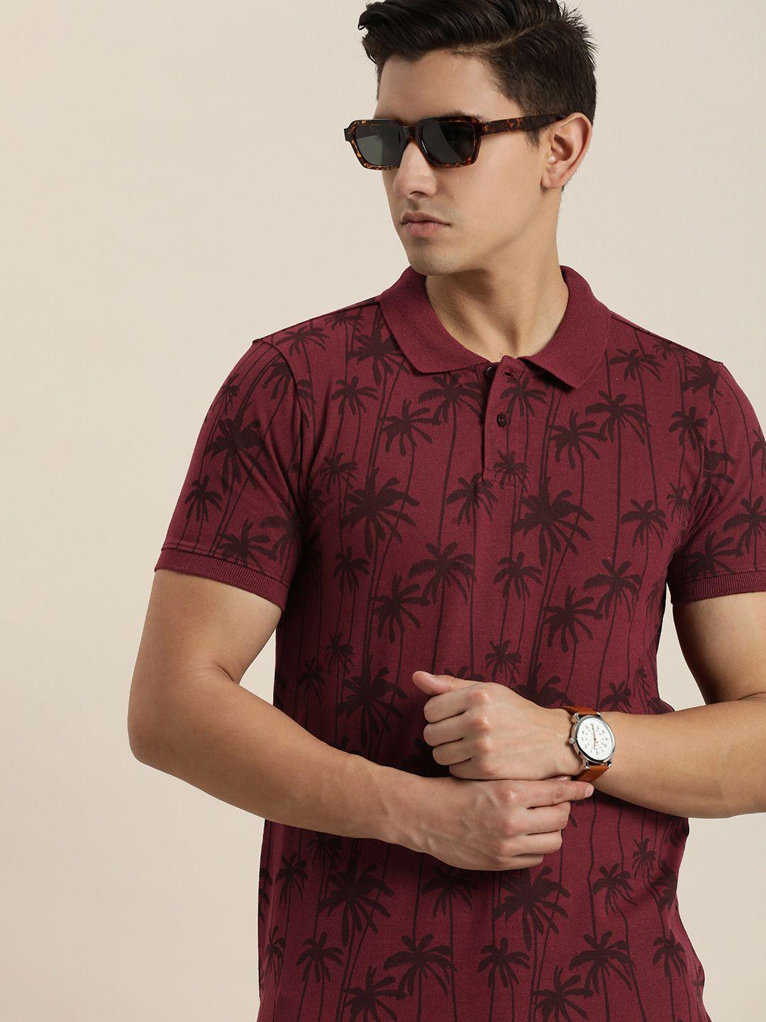 invictus tropical printed polo collar t-shirt